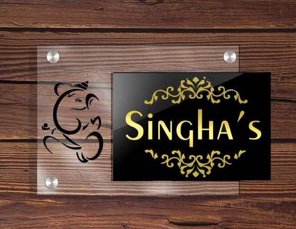 Acrylic Ganesha Name Plate – Name Plate Design for Home