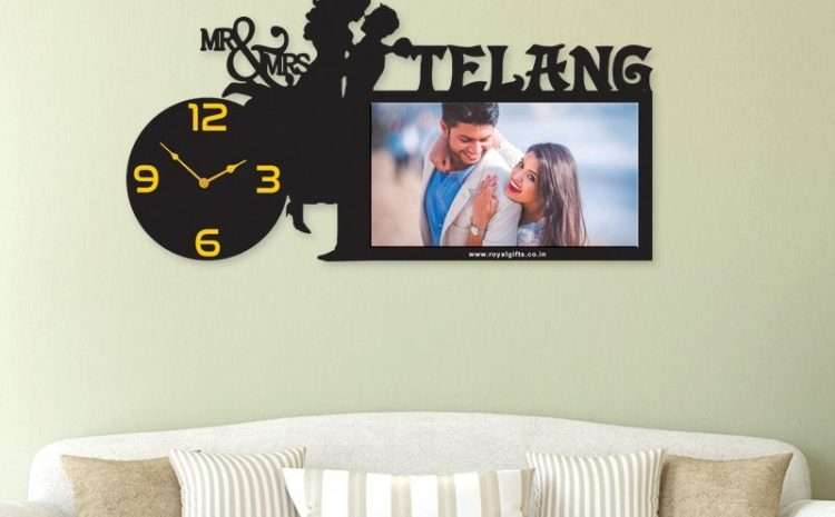 Mr and Mrs. Wall Frame with Clock – Customized Gifts Online
