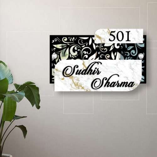 Designer Marble Finish Name Plate Name Plate Design for Home Royal