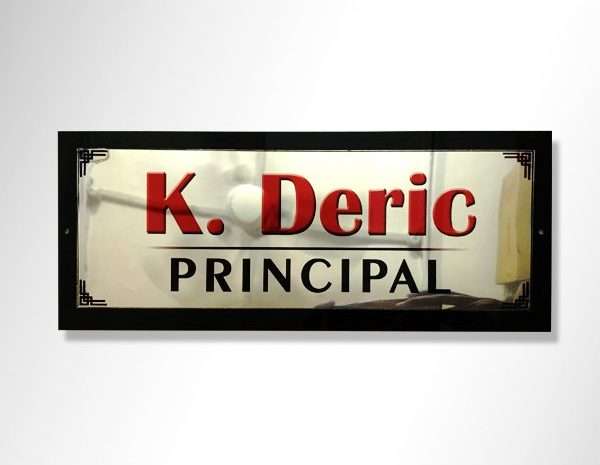 Metal Mirror Finish Printed Name Plate – Name Plate Design for Principal Office