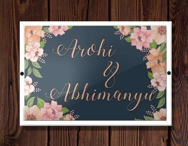 Name Plate – Floral Printed – Name Plate Design for Home