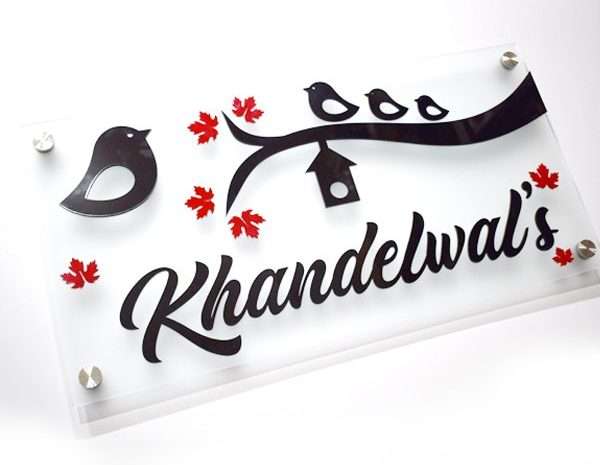 Bird House Name Plate – Frosted Acrylic – Name Plate Design for Home