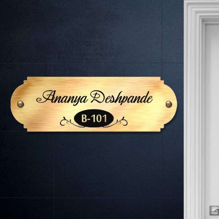 Golden Brushed Engraved Name Plate Customized Nameplates for Home