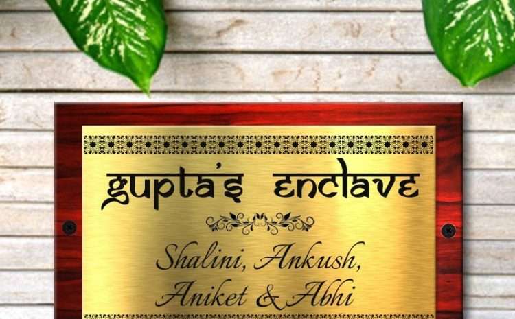 Red & Gold Engraved Family Name Plate – Customized Nameplates for Home Online