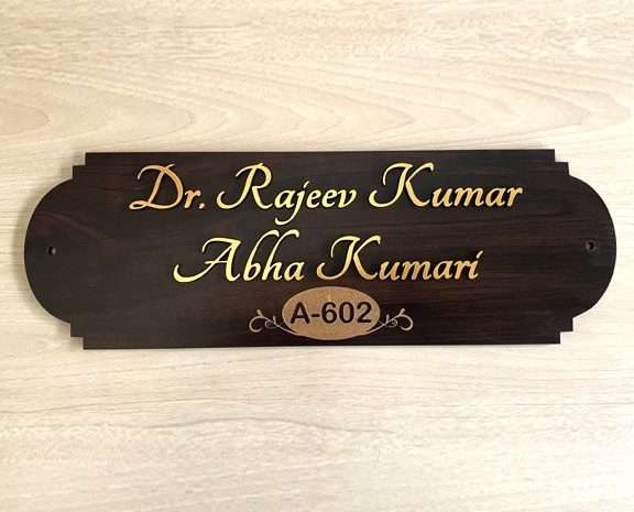 Rounded Wooden Name Plate – Customized Nameplates for Home Online