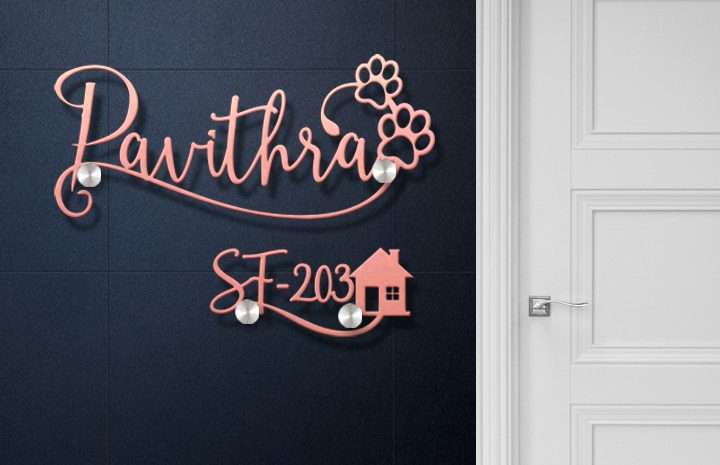 Modern Free Hand Writing Metal Name Plate