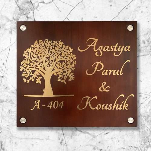 Personalized wooden name plate for house wall