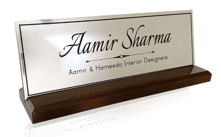 Silver Mirror Desk Name Plate – Corporate Office Nameplates