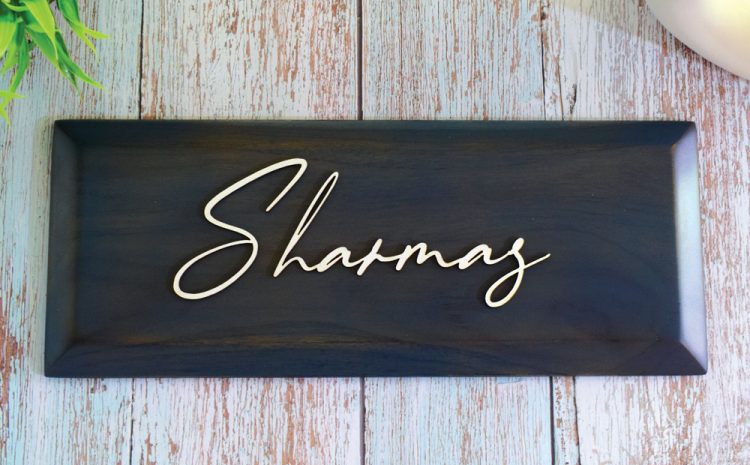 Vintage Navy Teak Wood Name Plate