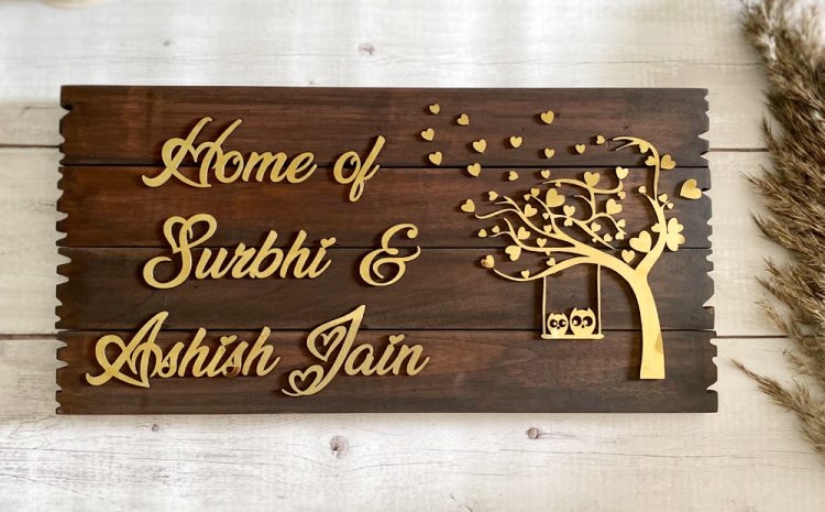 Rustic Wooden Plank Couple Name Plate